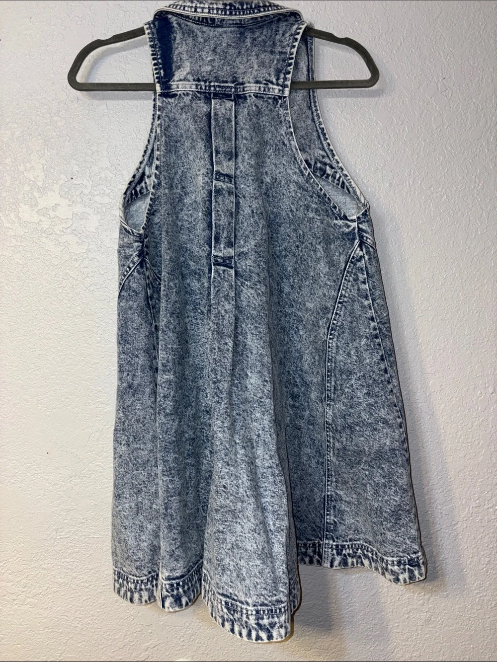 Free People Acid-Wash Denim Vest in Light Blue